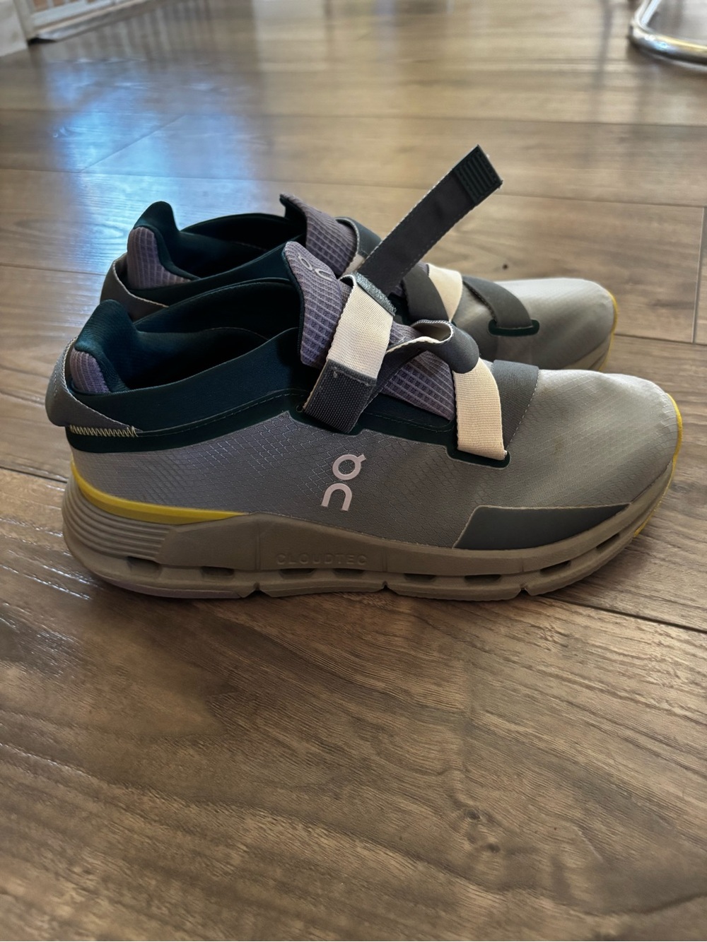 On Running Grey & Yellow CloudTec Slip-On Running Sneakers
